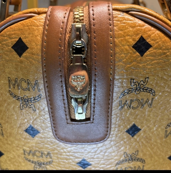 Authentic MCM Cognac Boston Leather Satchel Handbag - Picture 4 of 15